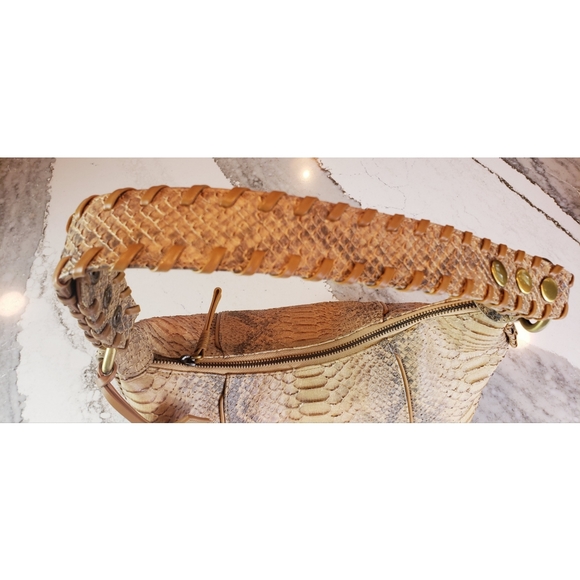 NEW Via Spiga Snake Embossed Textured Leather Hobo - Picture 4 of 15